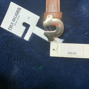 True Religion Brown Belt Bag with Gold Buckle